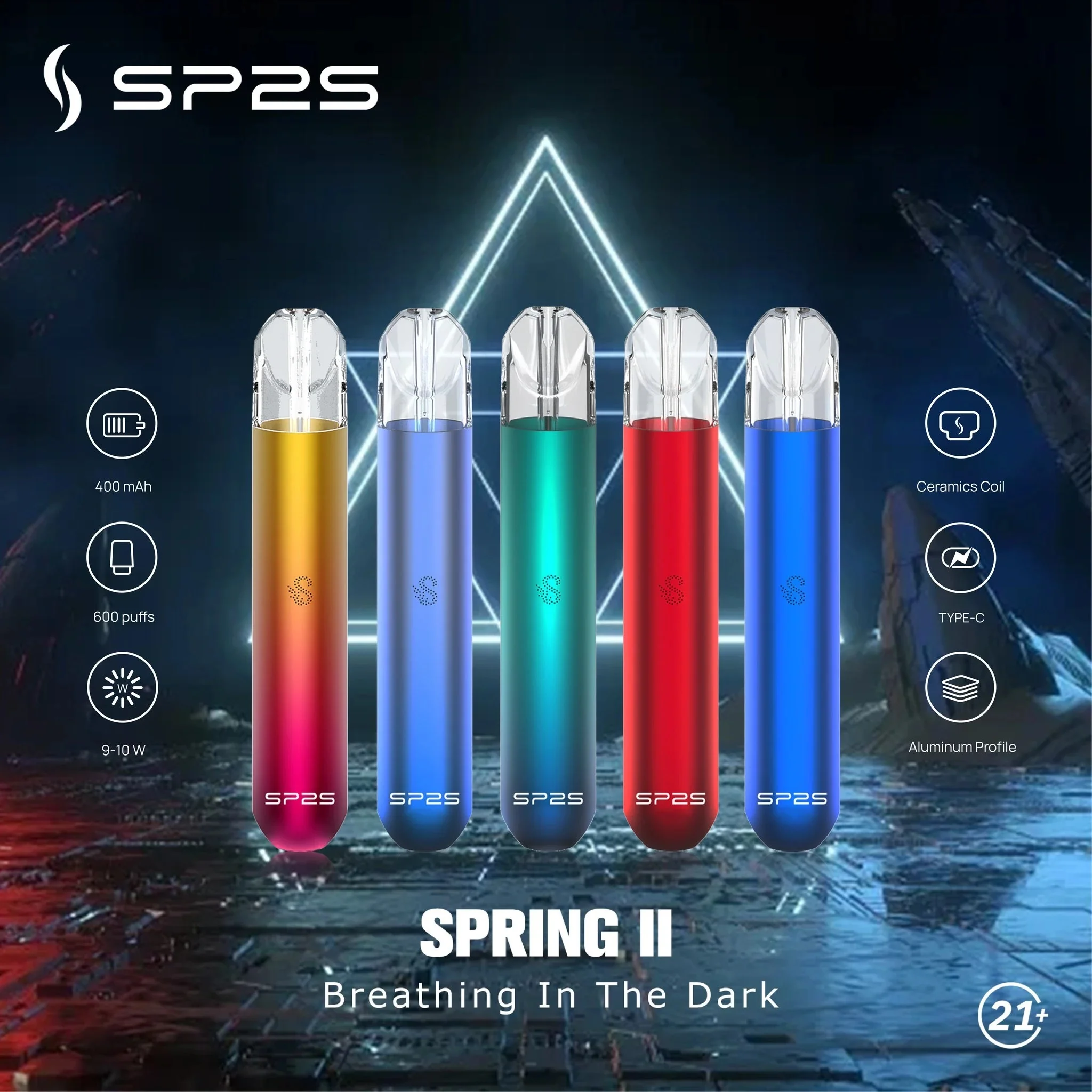 SP2S 一代主機現貨 | 經典 S 呼吸燈煙桿、17 款噴砂色系、SP2S 電子煙官網